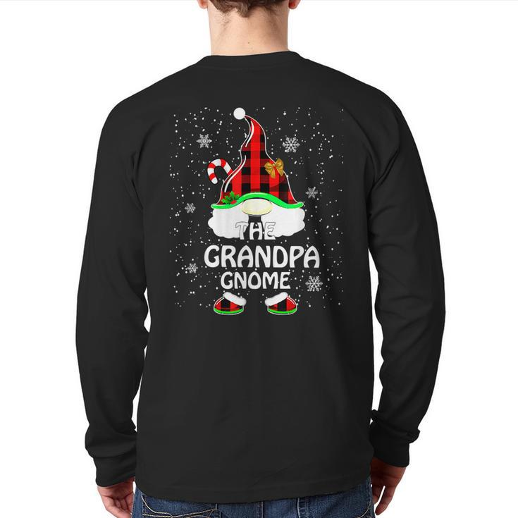 Grandpa Gnomies Red Plaid Matching Family Christma Back Print Long Sleeve T-shirt
