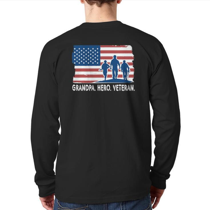 Grandpa Hero Veteran United States Of America Back Print Long Sleeve T-shirt