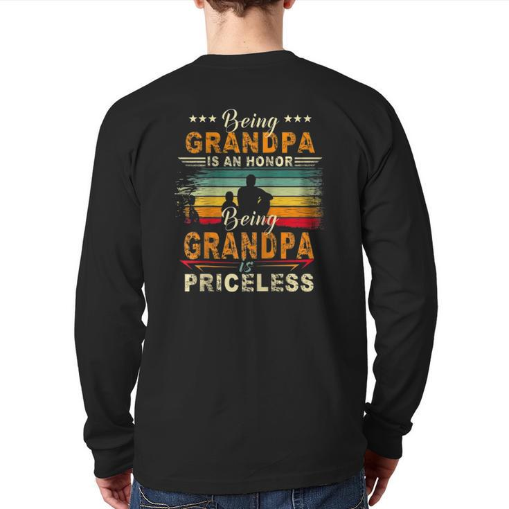 Being Grandpa Is An Honor Being Grandpa Is Priceless Raglan Baseball Tee Back Print Long Sleeve T-shirt