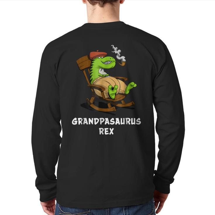 Grandpa Trex Dinosaur Grandfather Back Print Long Sleeve T-shirt