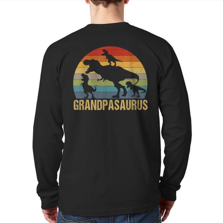 Grandpasaurus 3 Kids For Dad Grandpa Fathers Day Back Print Long Sleeve T-shirt