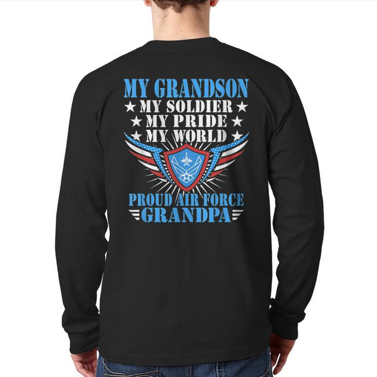 My Grandson Is A Soldier Airman Proud Air Force Grandpa  Back Print Long Sleeve T-shirt
