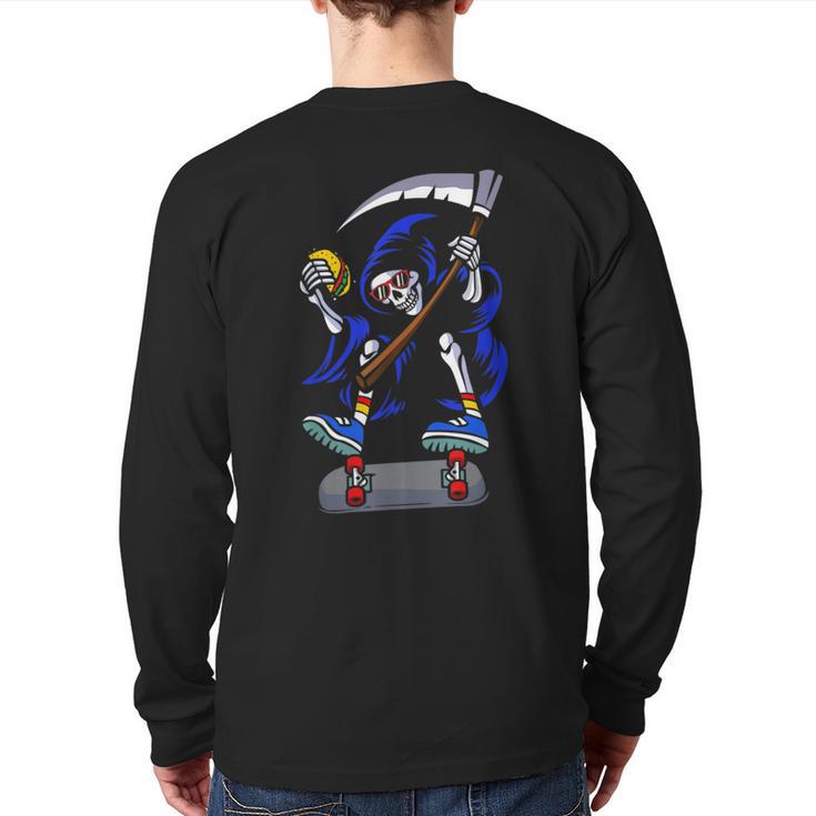 Grim Reaper Taco Back Print Long Sleeve T-shirt