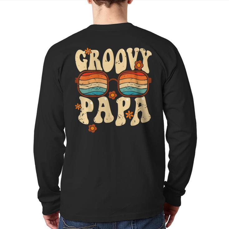 Groovy Papa 70S Aesthetic 1970'S Retro Groovy Dad Father Back Print Long Sleeve T-shirt