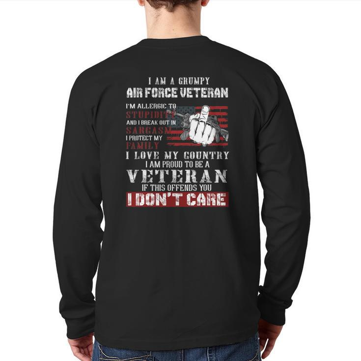 I Am A Grumpy Air Force Veteran Retired Air Force Veteran Back Print Long Sleeve T-shirt