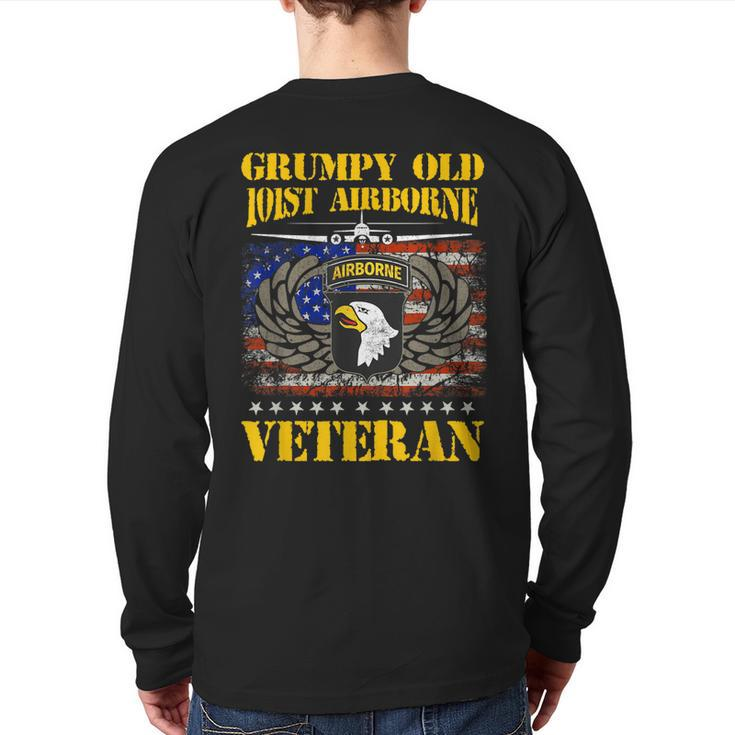 Grumpy Old 101St Airborne Division Veteran Flag Vintage Back Print Long Sleeve T-shirt