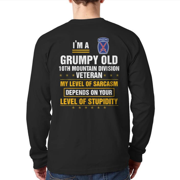 Grumpy Old 10Th Mountain Division Veteran Veterans Day Back Print Long Sleeve T-shirt