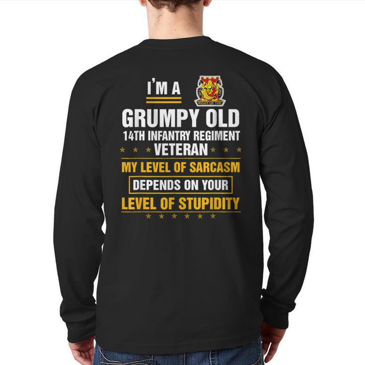 Grumpy Old 14Th Infantry Regiment Veteran Soldier Xmas Back Print Long Sleeve T-shirt