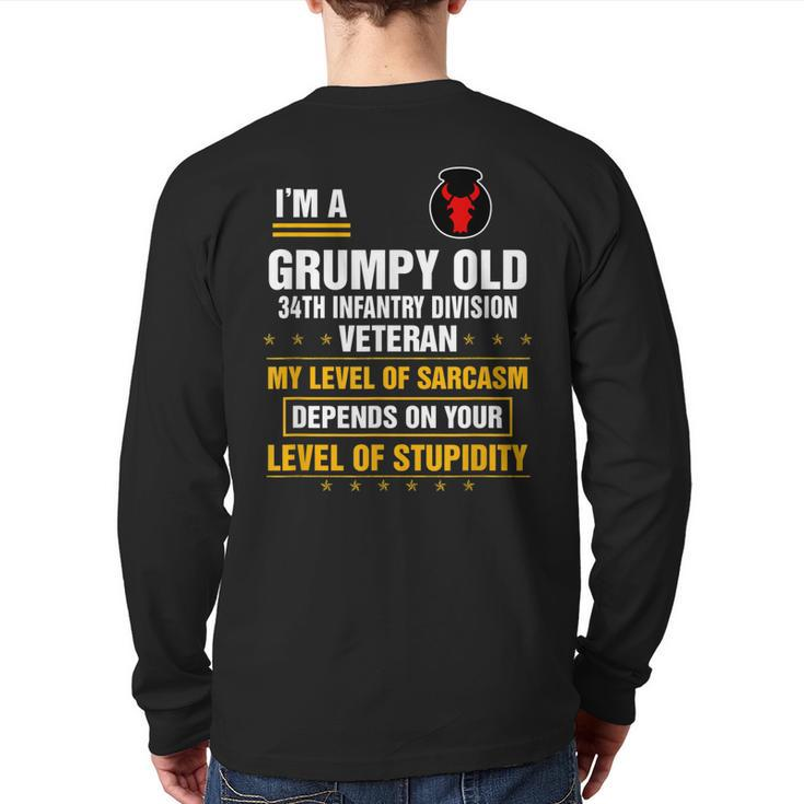 Grumpy Old 34Th Infantry Division Veteran Day Xmas Back Print Long Sleeve T-shirt