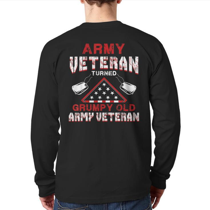 Grumpy Old Army Veteran Patriotic Vet T  Back Print Long Sleeve T-shirt