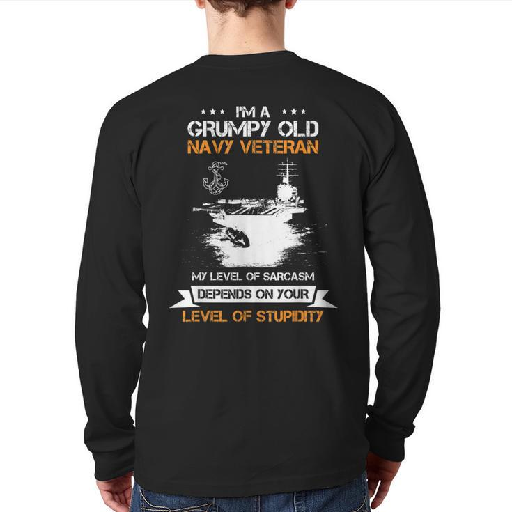 I Am A Grumpy Old Marine Veteran Sarcasm Memorial  Back Print Long Sleeve T-shirt