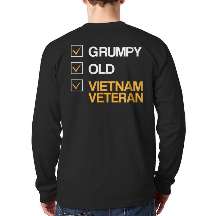 Grumpy Old Vietnam Veteran American Veteran Grandpa  Back Print Long Sleeve T-shirt