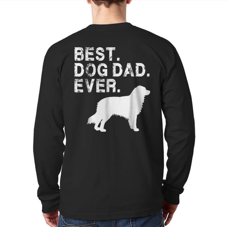 Grunge Best Dog Dad Ever Aussie With Dog Silhouette Back Print Long Sleeve T-shirt