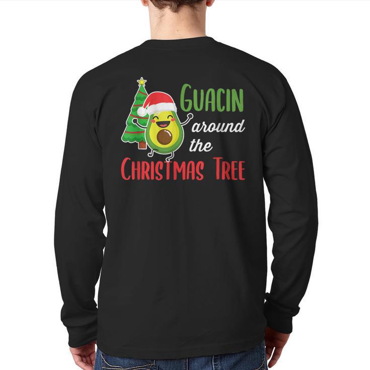 Guacin Around The Christmas Tree Avocado Pj Mexican Navidad Back Print Long Sleeve T-shirt