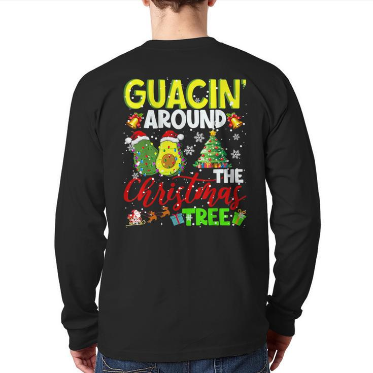 Guacin' Around The Xmas Tree Christmas Santa Avocado Vegan Back Print Long Sleeve T-shirt