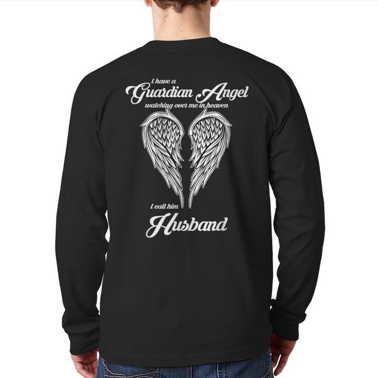 I Have A Guardian Angel In Heaven I Call Him Husband Back Print Long Sleeve T-shirt