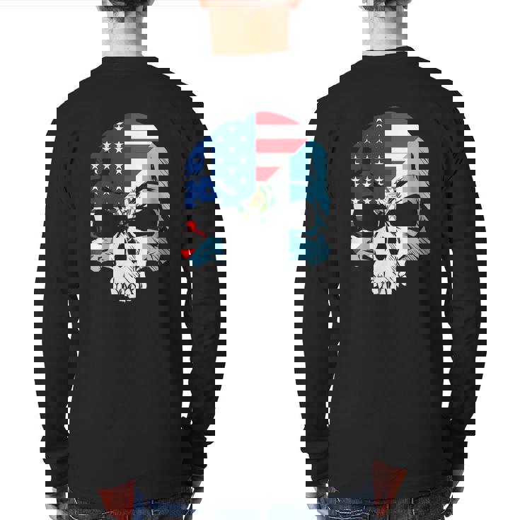 Guatemala Usa Flag Skull Back Print Long Sleeve T-shirt