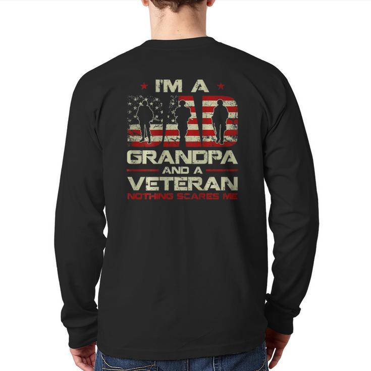 Gun American Flag I'm A Dad Grandpa And A Veteran On Back Back Print Long Sleeve T-shirt