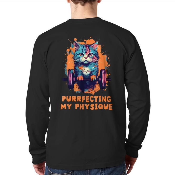 Gym Workout Or Fitness  Cat In A Gym Back Print Long Sleeve T-shirt