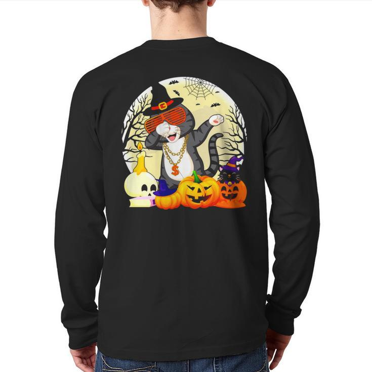 Halloween Cat Dad V2 Back Print Long Sleeve T-shirt