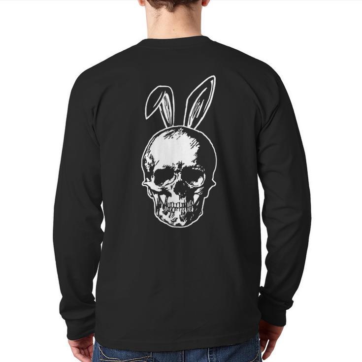 Happy Easter Skull With Bunny Ears Ironic Back Print Long Sleeve T-shirt