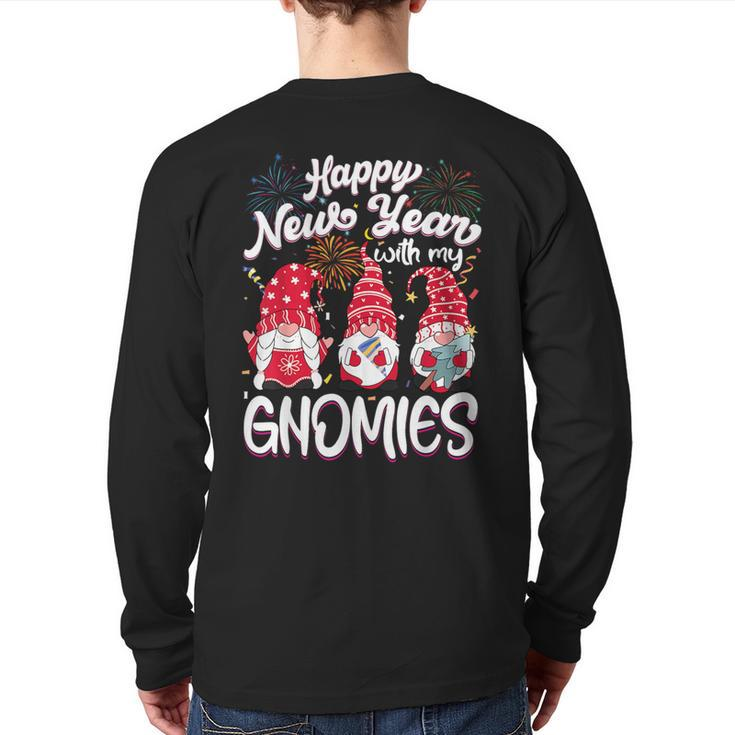 Happy New Year 2024 Gnomes Family Cheers Party New Years Eve Back Print Long Sleeve T-shirt
