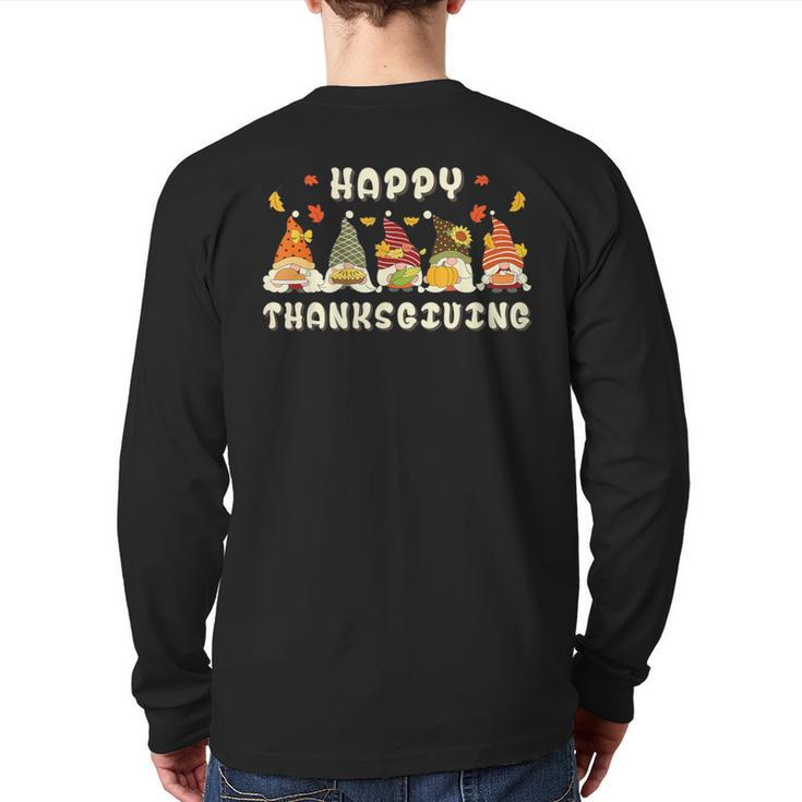 Happy Thanksgiving Autumn Gnomes With Harvest Back Print Long Sleeve T-shirt