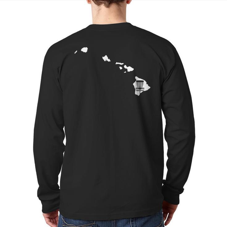 Hawaii Disc Golf State With Basket Graphic Back Print Long Sleeve T-shirt