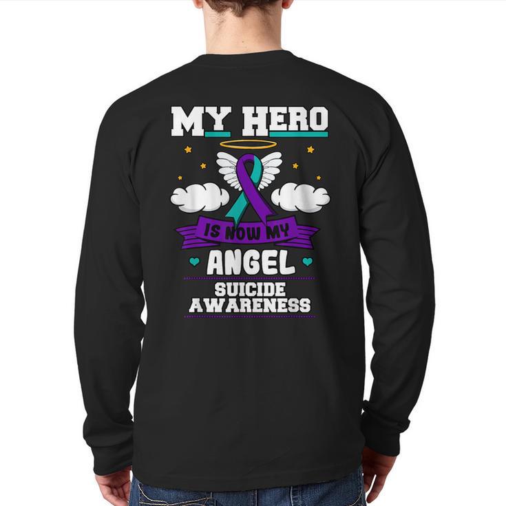 My Hero Is Now My Angel Suicide Purple Turquoise Semicolon Back Print Long Sleeve T-shirt