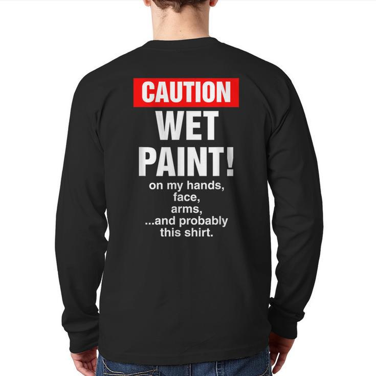 House Painter Caution Wet Paint Decorating Profession Retro Back Print Long Sleeve T-shirt