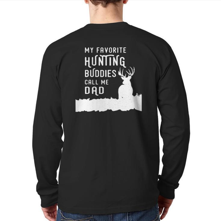 Hunter Dad Hunts Deer With Kids Sons Daughter From Kids Back Print Long Sleeve T-shirt