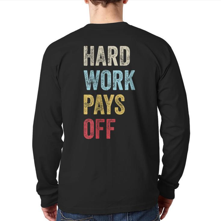Hwpo Gym Workout Motivational Quote Hard Work Pays Off Back Print Long Sleeve T-shirt