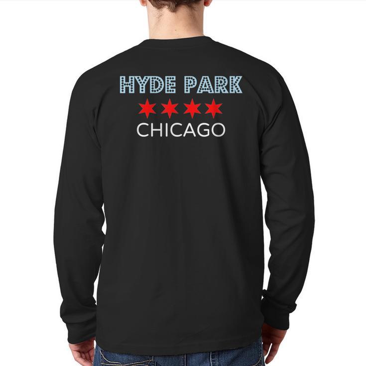 Hyde Park Chicago Chi Town Neighborhood Back Print Long Sleeve T-shirt