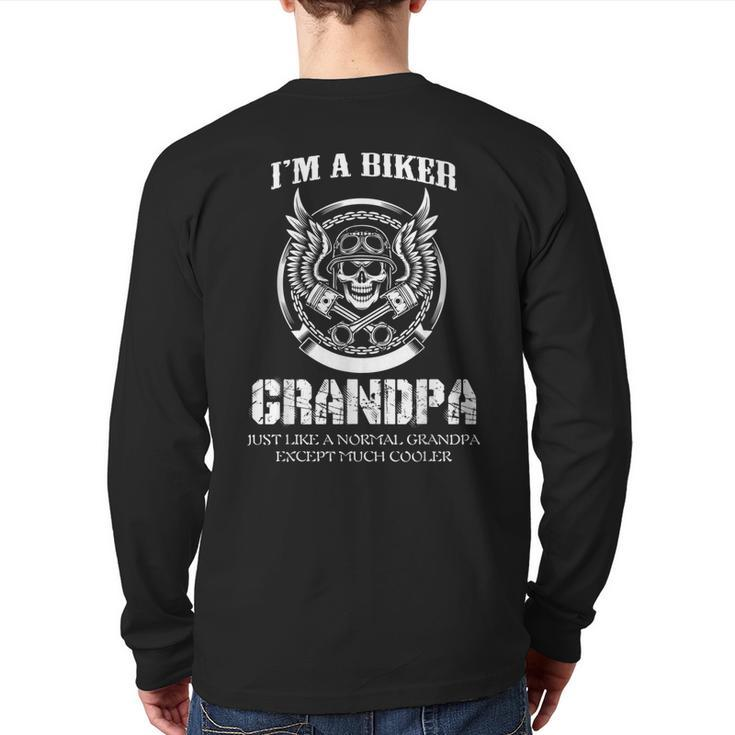 I'm A Biker Grandpa Motorcycle Rider Back Print Long Sleeve T-shirt