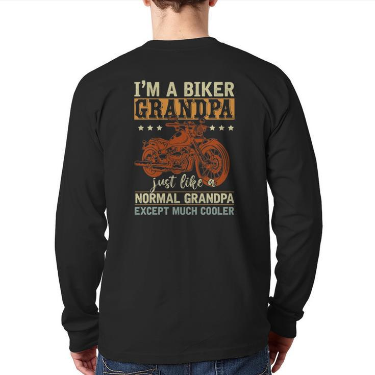 I'm A Biker Grandpa Retired Papa Retirement Men Biker Back Print Long Sleeve T-shirt