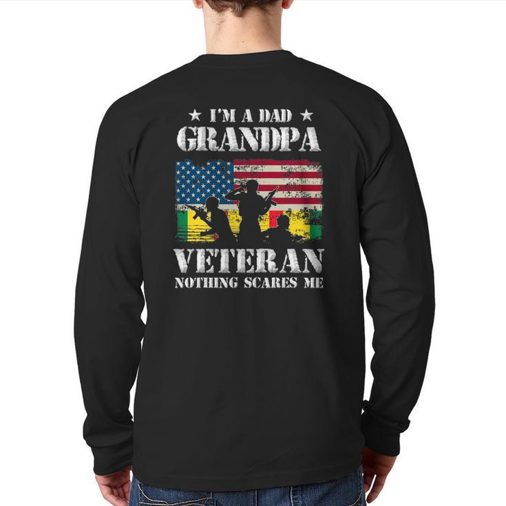 I'm A Dad Grandpa Veteran Nothing Scares Me Flag Back Print Long Sleeve T-shirt