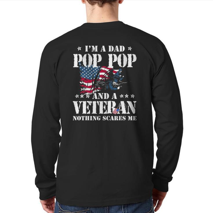 I'm A Dad Pop Pop Veteran Father's Day Men Back Print Long Sleeve T-shirt