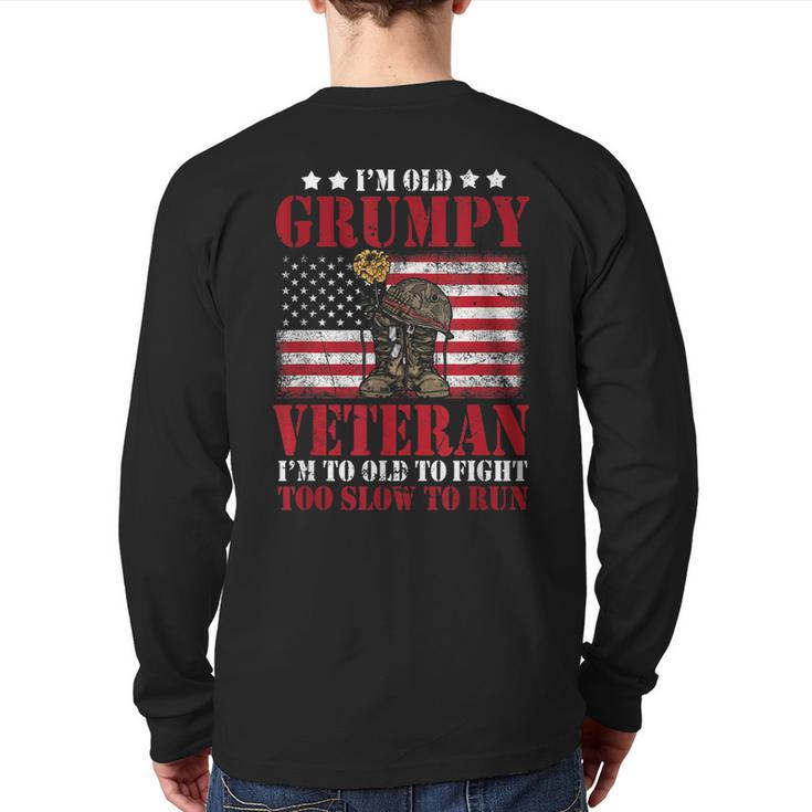 I'm A Grumpy Old Army Veteran Military Back Print Long Sleeve T-shirt