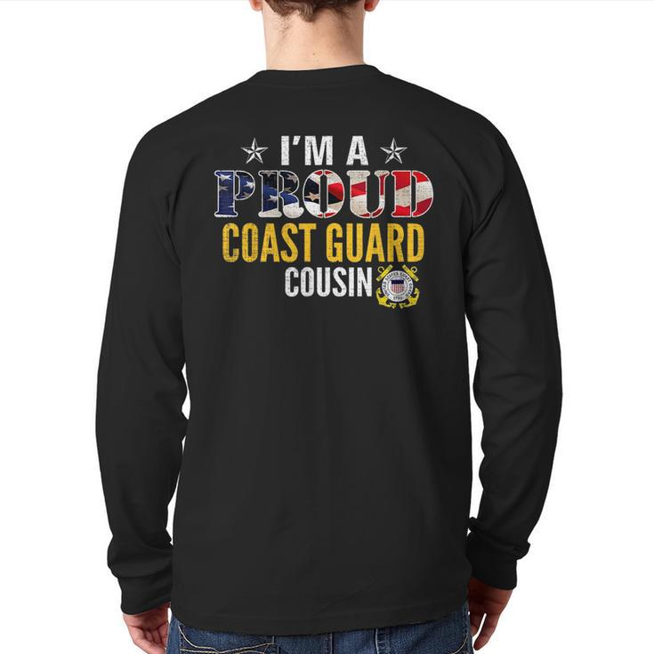 I'm A Proud Coast Guard Cousin American Flag Veteran Veteran  Back Print Long Sleeve T-shirt