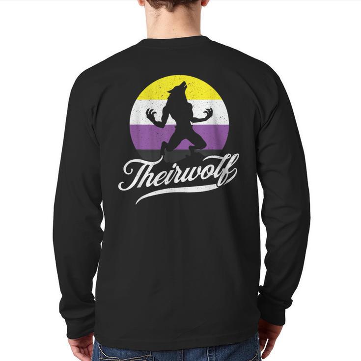 Theirwolf Non Binary Pride Nonbinary Nb Enby Flag Lgbtqia Back Print Long Sleeve T-shirt