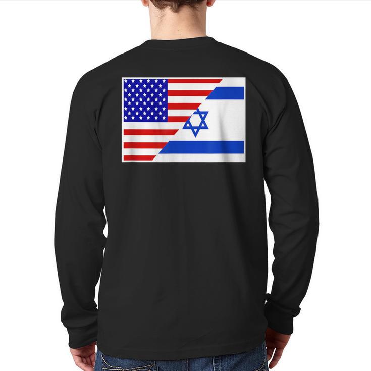 Israel And America Friendship Countries Flag Outfit Back Print Long Sleeve T-shirt