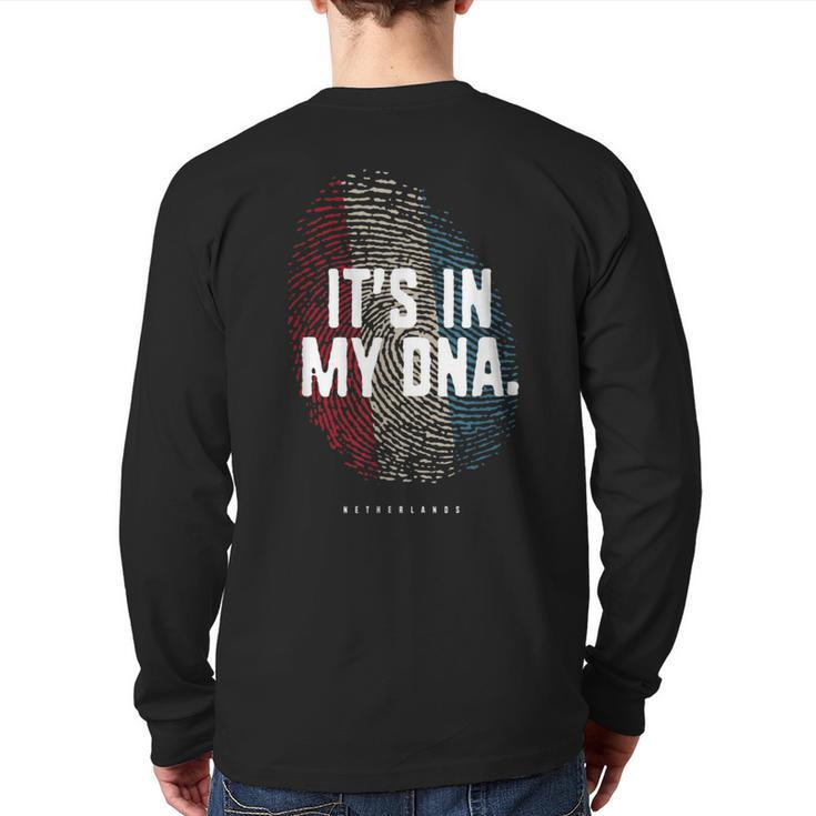 It's In My Dna Netherlands Flag Dutch Roots Back Print Long Sleeve T-shirt