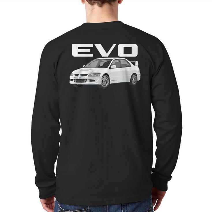 Jdm Car Evo 8 Wicked White Rs Turbo 4G63 Back Print Long Sleeve T-shirt