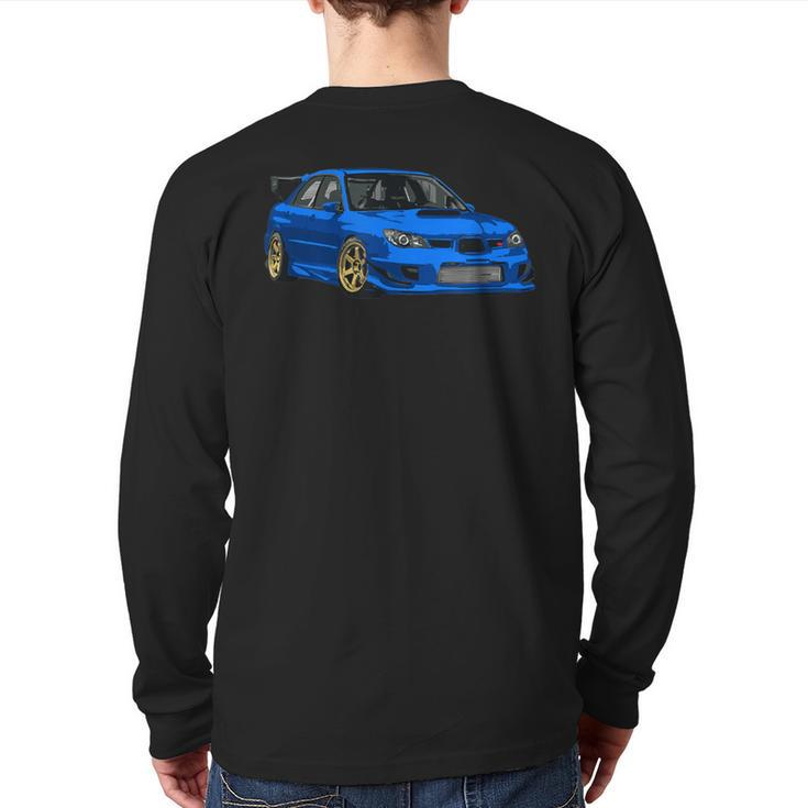 Jdm Car Rally Blue Back Print Long Sleeve T-shirt