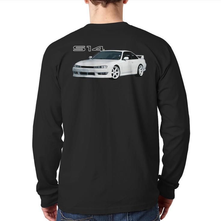 Jdm Car S14 240 Super White Drift Machine Back Print Long Sleeve T-shirt