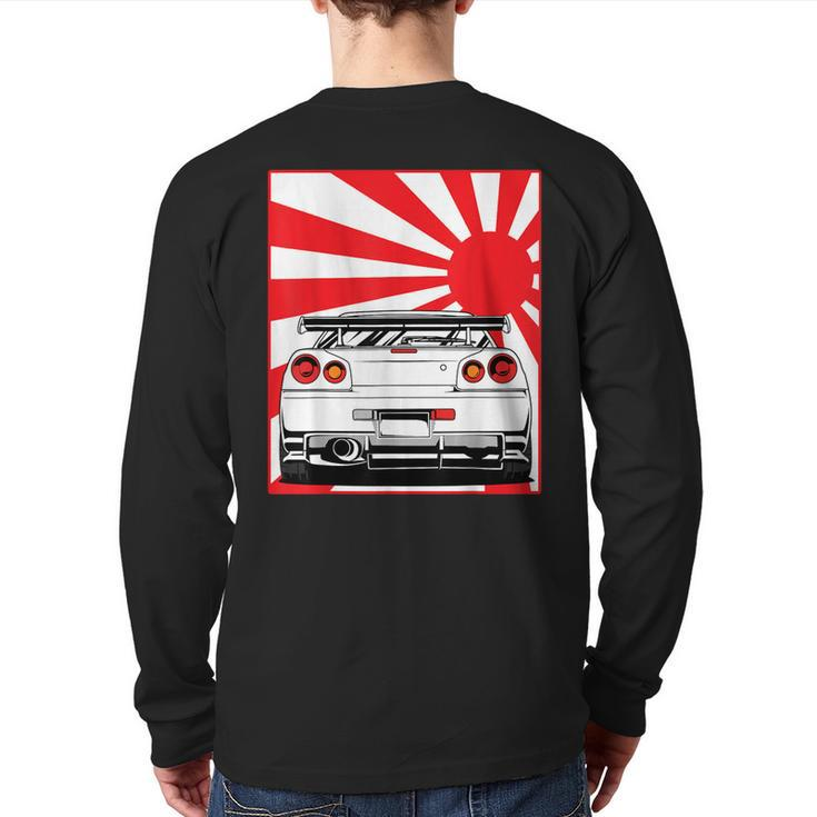 Jdm Drifting Car Race Japanese Sun Street Racing Automotive Back Print Long Sleeve T-shirt
