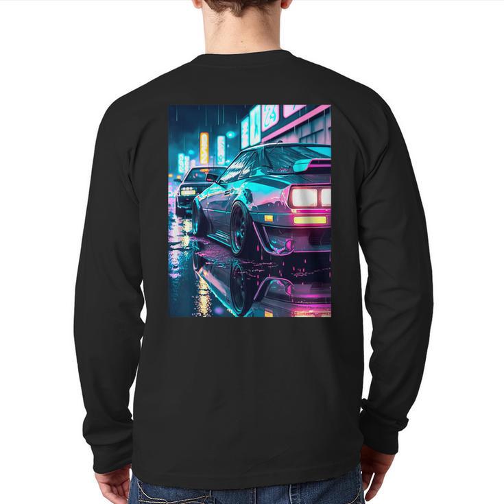 Jdm Japanese Domestic Market 90S Car Lover Synthwave Style Back Print Long Sleeve T-shirt