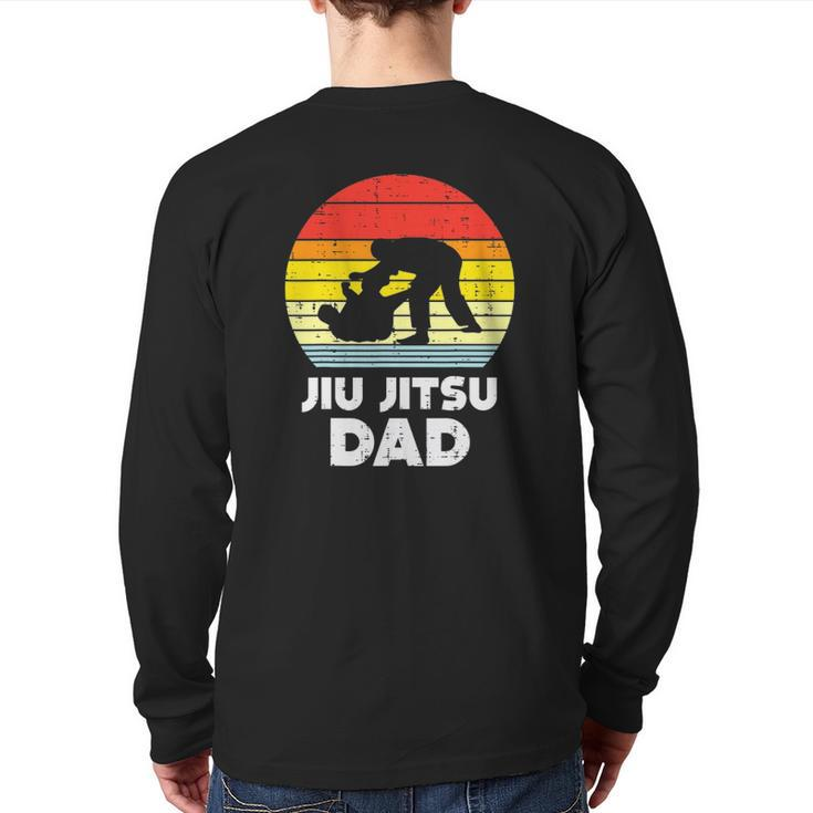 Jiu Jitsu Dad Sunset Retro Brazilian Martial Arts Men Back Print Long Sleeve T-shirt