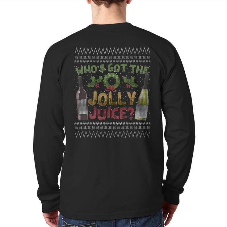 Jolly Juice Christmas Ugly Drinking Back Print Long Sleeve T-shirt