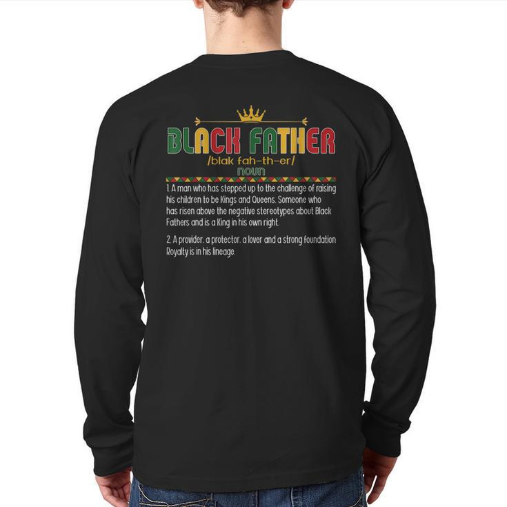 Junenth Black Father Definition Black Dad Fathers Day Back Print Long Sleeve T-shirt